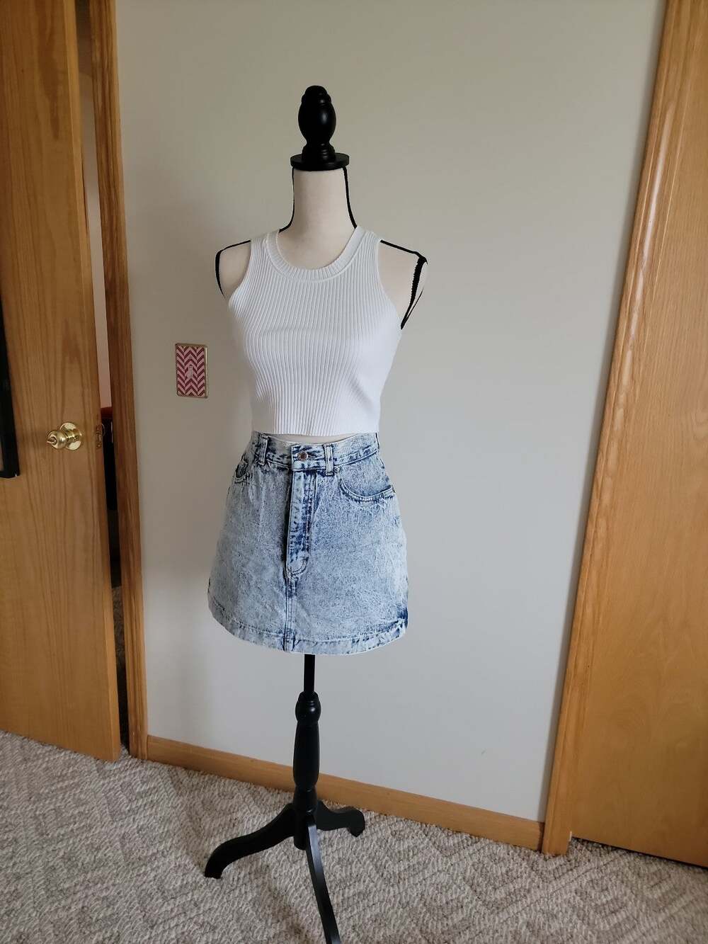 VTG Squeeze Acid Wash Denim Skort High Waisted Skorts 90s Vibe Sz 9/10